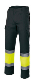 VL ATHENA. Two-tone twill trousers (210g/m²), lined, multi-pocket, in cotton (20%) and polyester (80%)