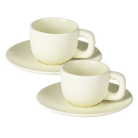 TOTEM MINI, set of two stoneware espresso cups and saucers, 2 x 85 ml, beige