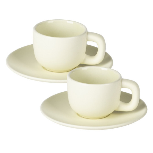TOTEM MINI, set of two stoneware espresso cups and saucers, 2 x 85 ml, beige