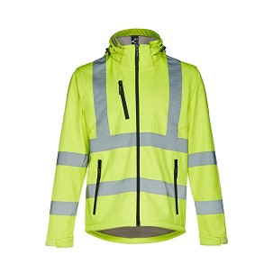 THC ZAGREB WORK. High-visibility softshell jacket for men, with removable hood
