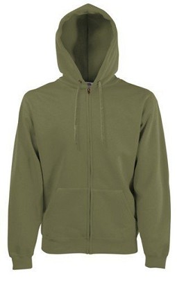 Fruit of the Loom, Classic Hooded Sweat Jacket, unisex duks sa kapuljačom i cibzarom, maslinasto zelena , L