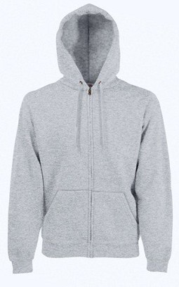 Fruit of the Loom, Classic Hooded Sweat Jacket, unisex duks sa kapuljačom i cibzarom, pepeljasto siva, 2XL