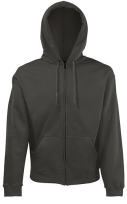 Fruit of the Loom, Classic Hooded Sweat Jacket, unisex duks sa kapuljačom i cibzarom, svetlo grafit, S