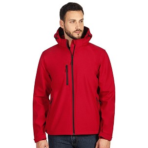 PROTECT MEN, unisex softshell jacket with detachable hood, red