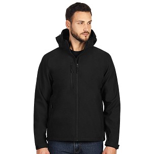 PROTECT MEN, unisex softshell jacket with detachable hood, black