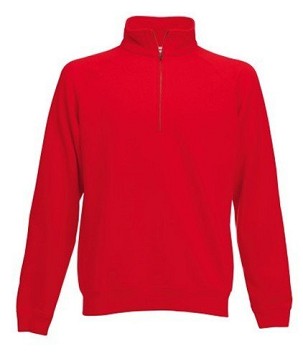 Fruit of the Loom, Classic Zip Neck Sweat, unisex duks sa cibzarom,  crvena, XL