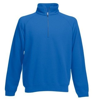 Fruit of the Loom, Classic Zip Neck Sweat, unisex duks sa cibzarom,  royal plava, L