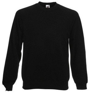 Fruit of the Loom, Classic Raglan Sweat, Classic Men's Hoodie, Black, L