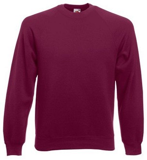 Fruit of the Loom, Classic Raglan Sweat, Classic Men's Hoodie, Burgundy, S