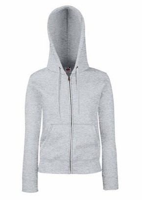 Fruit of the Loom, Ladies Premium Hooded Sweat Jacket, women's hooded sweatshirt, ash gray, 2XL