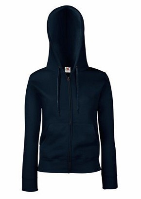 Fruit of the Loom, Ladies Premium Hooded Sweat Jacket, women's hooded sweatshirt, dark navy, S