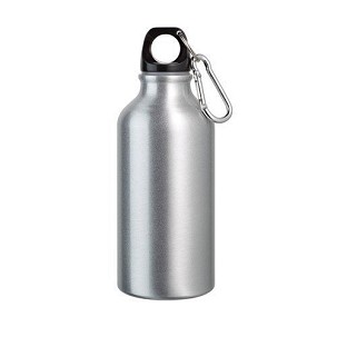 LANDSCAPE S. Aluminijumska sportska flaša sa karabinerom 400 ml, satensko srebrna