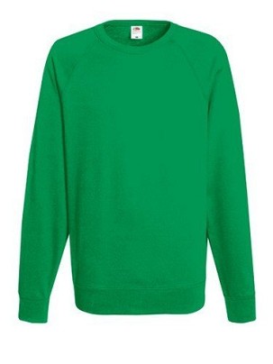 Fruit of the Loom, Lightweight Raglan Sweat, men's classic sweatshirt, kelly green, M