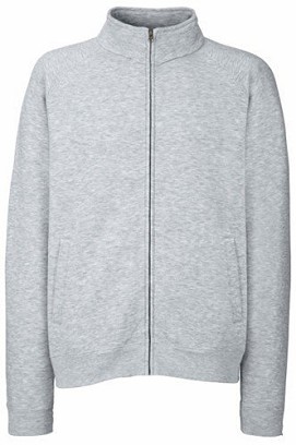 Fruit of the Loom, Classic Sweat Jacket, Men's Button-down Sweatshirt, Ash Gray, M