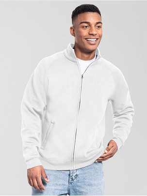 Fruit of the Loom, Iconic Premium Sweat Jacket, bela ,4XL