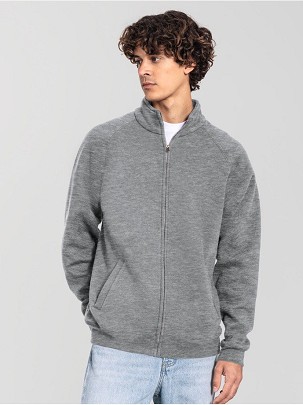 Fruit of the Loom, Iconic Premium Sweat Jacket, pepeljasto siva ,2XL