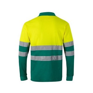 VL PLUTO LARGE. Two-tone piqué polo shirt (150g/m²) with long sleeves, in cotton (55%) and polyester (45%)