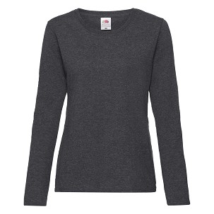 Fruit of the Loom, Ladies Valueweight Long sleeve T, ženska majica dugih rukava,tamno pepeljasto sivo ,L