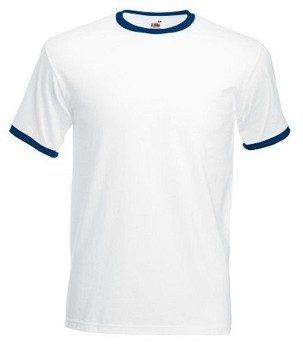 Fruit of the Loom, Valueweight Ringer T, men's double-breasted cotton T-shirt