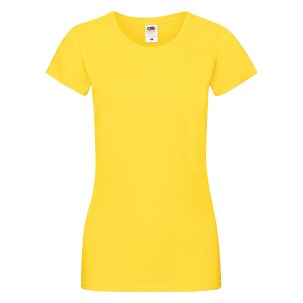 Fruit of the Loom, Ladies Sofspun, women's T-shirt, yellow, XS