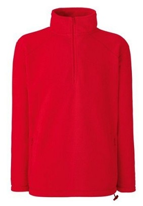 Fruit of the Loom, Half Zip Fleece, Men's Half-Button Hoodie, Red, M