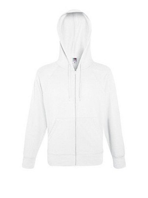 Fruit of the Loom, Lightweight Hooded Sweat Jacket, Men's Hooded sweatshirt, White, XL