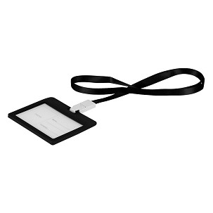 HOLDING, plastic id card holder with lanyard, black