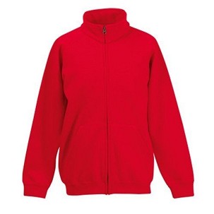 Fruit of the Loom, Kids Classic Sweat Jacket, buttoned sweatshirt, red, 5-6