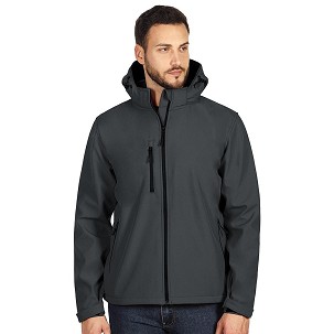 PROTECT MEN, unisex softshell jacket with detachable hood, dark gray