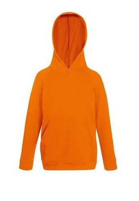 Fruit of the Loom, Kids Lightweight Hooded Sweat, children's hooded sweatshirt, orange, 9-11
