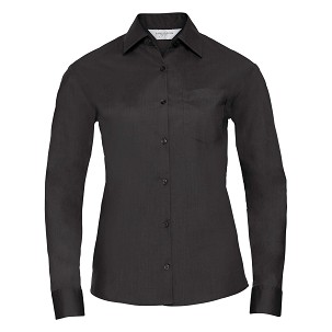 RUSSELL Women's Long Sleeved POLYCOTTON EASY CARE POPLIN Shirt