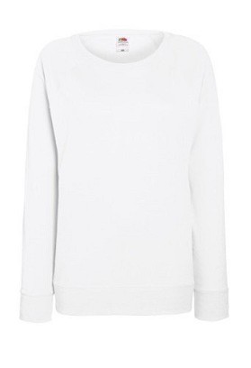 Fruit of the Loom, Ladies Raglan Sweat, women's classic sweatshirt, white, XS