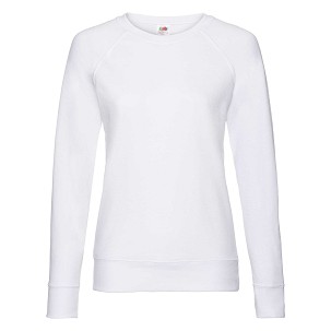 Fruit of the Loom, Ladies Raglan Sweat, women's classic sweatshirt, white, L