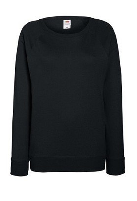 Fruit of the Loom, Ladies Raglan Sweat, women's classic sweatshirt, black, XL