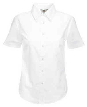 Fruit of the Loom, Ladies Short Sleeve Oxford Shirt, Women's Oxfor Shirt, White, XL