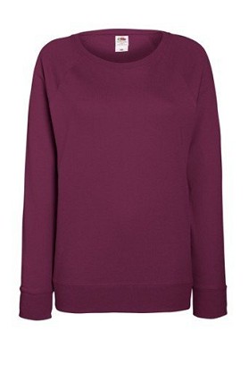 Fruit of the Loom, Ladies  Lightweight Raglan Sweat, ženski klasični duks, burgundi, XL