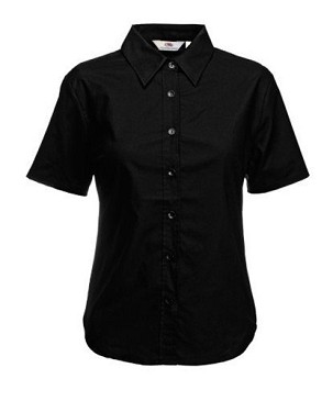 Fruit of the Loom, Ladies Short Sleeve Oxford Shirt, ženska oxfor košulja, crna, L