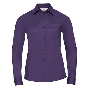 RUSSELL Women's Long Sleeved POLYCOTTON EASY CARE POPLIN Shirt
