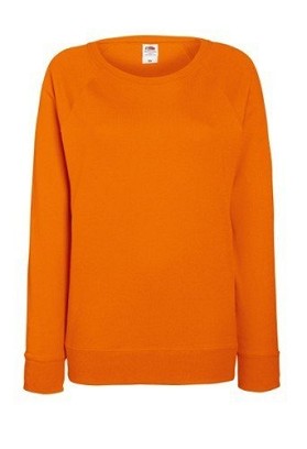 Fruit of the Loom, Ladies Raglan Sweat, women's classic sweatshirt, orange, M
