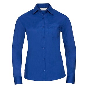 RUSSELL Women's Long Sleeved POLYCOTTON EASY CARE POPLIN Shirt