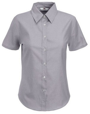 Fruit of the Loom, Ladies Short Sleeve Oxford Shirt, women's oxford shirt, oxford gray, 2XL