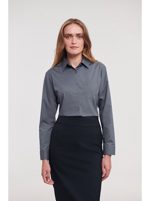 RUSSELL Women's Long Sleeved POLYCOTTON EASY CARE POPLIN Shirt