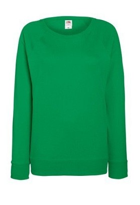 Fruit of the Loom, Ladies Raglan Sweat, women's classic sweatshirt, kelly green, 2XL