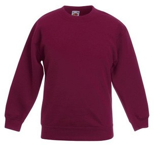 Fruit of the Loom, Kids Premium Set-in Sweat, Lightweight Children's Sweatshirt, Burgundy, 14-15