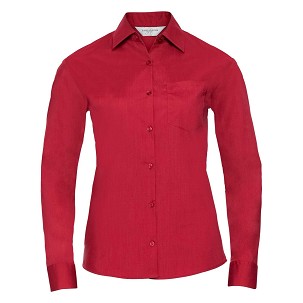 RUSSELL Women's Long Sleeved POLYCOTTON EASY CARE POPLIN Shirt