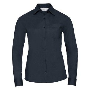 RUSSELL Women's Long Sleeved POLYCOTTON EASY CARE POPLIN Shirt