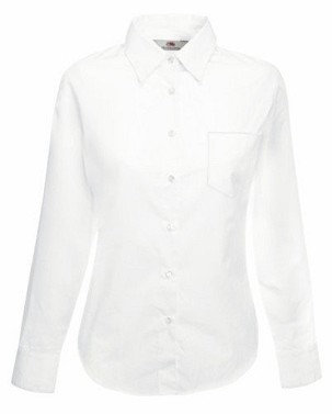 Fruit of the Loom, Ladies LS Poplin Shirt, ženska poslovna košulja, bela, XS