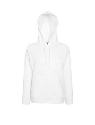Fruit of the Loom, Ladies Lightweight Hooded Sweat, hooded sweatshirt, white, XS