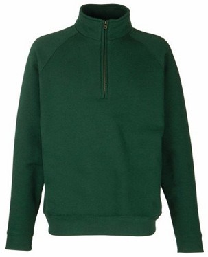 Fruit Of The Loom Premium Zip Neck Sweat, Rhinestone Zip Clasp