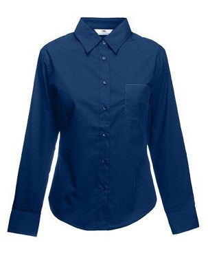 Fruit of the Loom, Ladies LS Poplin Shirt, ženska poslovna košulja, teget, XS